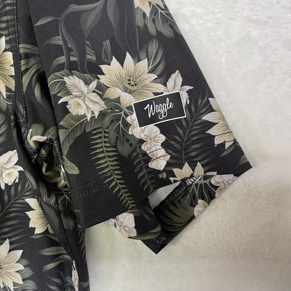 Waggle Men's XL Short Sleeve Golf Polo Shirt Quick Dry Black Panther Floral - Picture 4 of 5